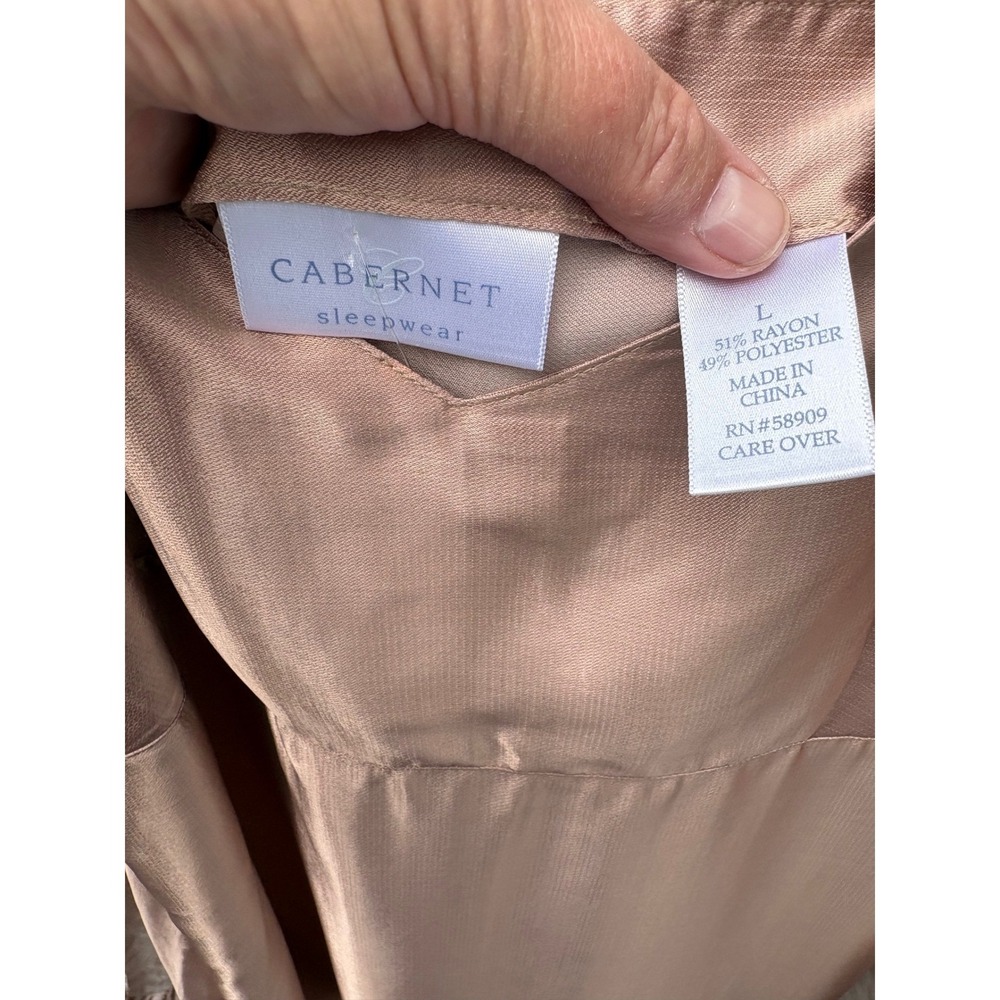 Cabernet Sleepwear Womens Large Rose Gold 2 Piece Nightgown and Robe Set Pink - Picture 5 of 13